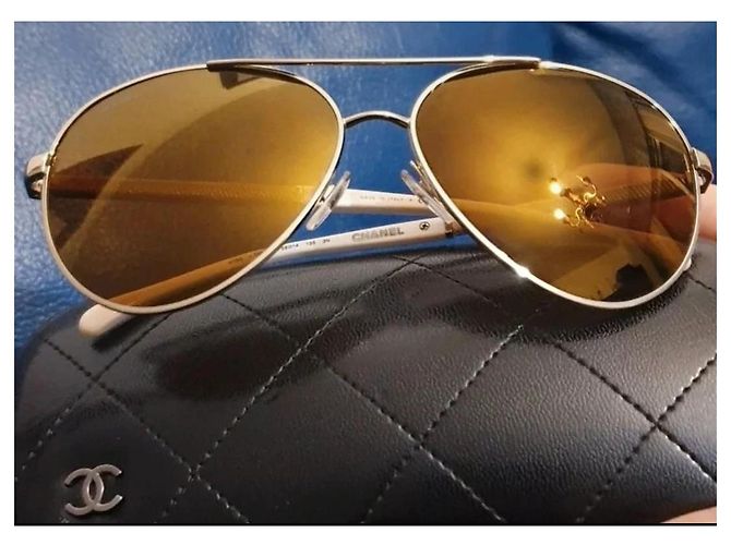 Chanel Unisex Aviator-Brille Braun Golden - Ansicht 7