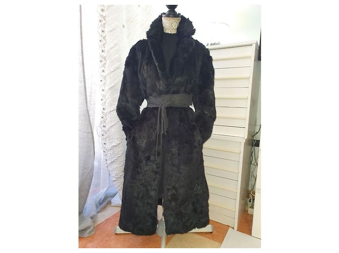 Autre Marque Abrigo de piel de zorro negro - vista 2