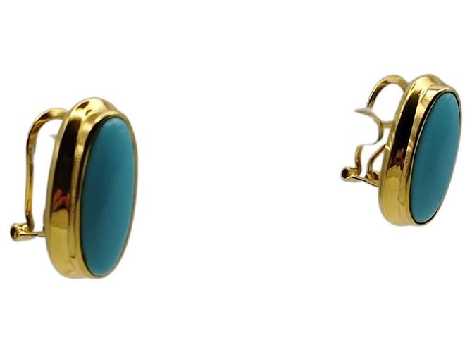 Autre Marque Pendientes de Oro y Turquesa Azul - vista 2