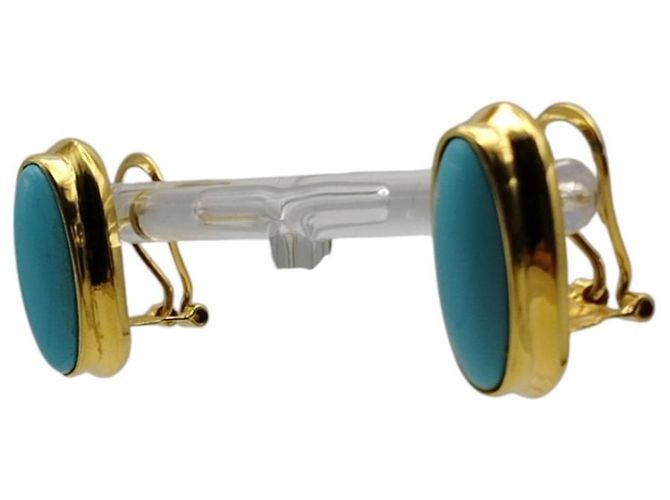 Autre Marque Pendientes de Oro y Turquesa Azul - vista 3