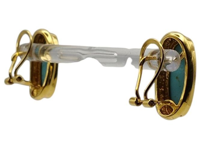 Autre Marque Pendientes de Oro y Turquesa Azul - vista 5