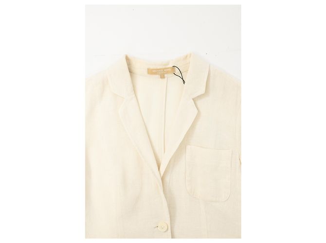 Blazer a un bottone Michael Kors in lino bianco Crudo - vista 10