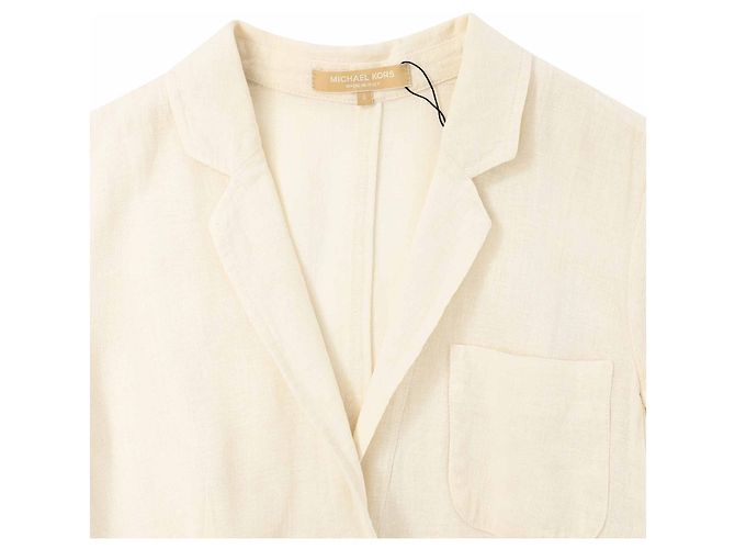 Blazer a un bottone Michael Kors in lino bianco Crudo - vista 5