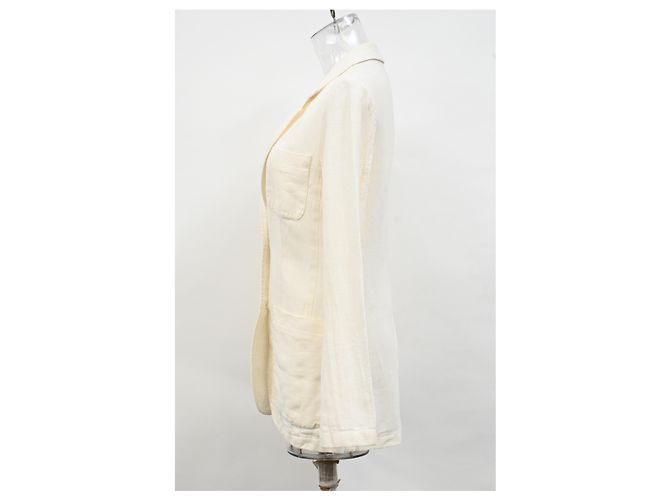 Blazer a un bottone Michael Kors in lino bianco Crudo - vista 7