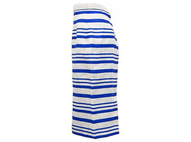 Falda midi a rayas Dolce & Gabbana en lino azul - vista 2