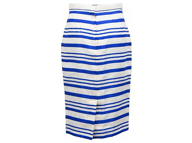 Falda midi a rayas Dolce & Gabbana en lino azul - vista 3