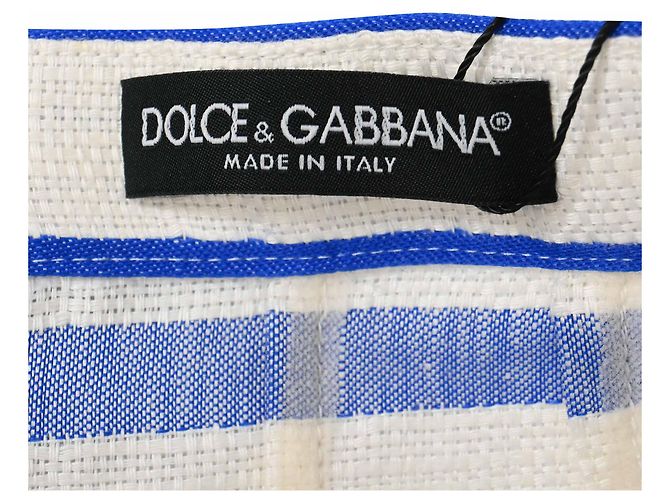 Falda midi a rayas Dolce & Gabbana en lino azul - vista 4