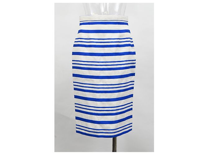 Falda midi a rayas Dolce & Gabbana en lino azul - vista 5