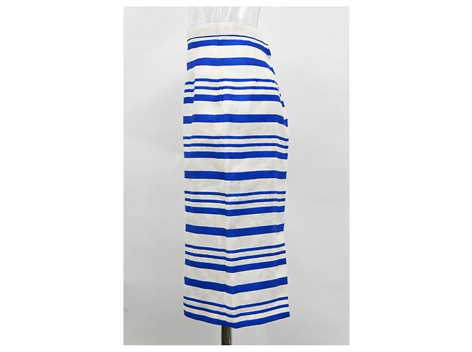 Falda midi a rayas Dolce & Gabbana en lino azul - vista 6