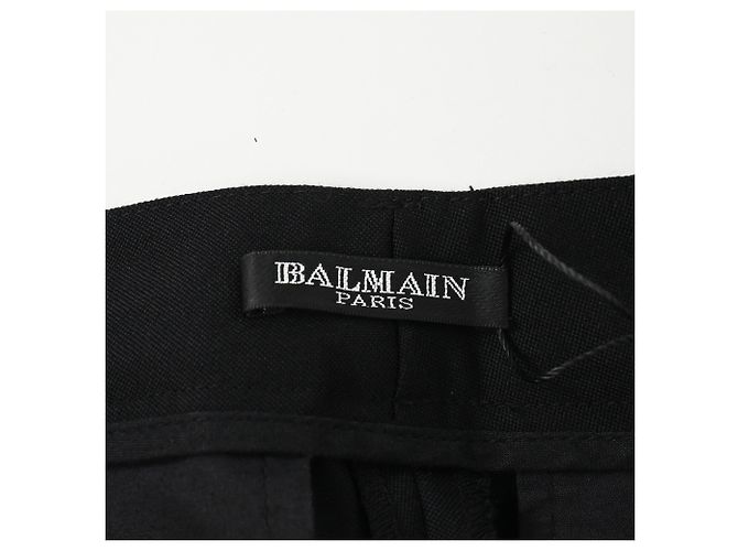 Pantalones Capri de Lana Negra con Cinta Lateral Balmain Negro - vista 4
