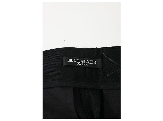 Pantalones Capri de Lana Negra con Cinta Lateral Balmain Negro - vista 8