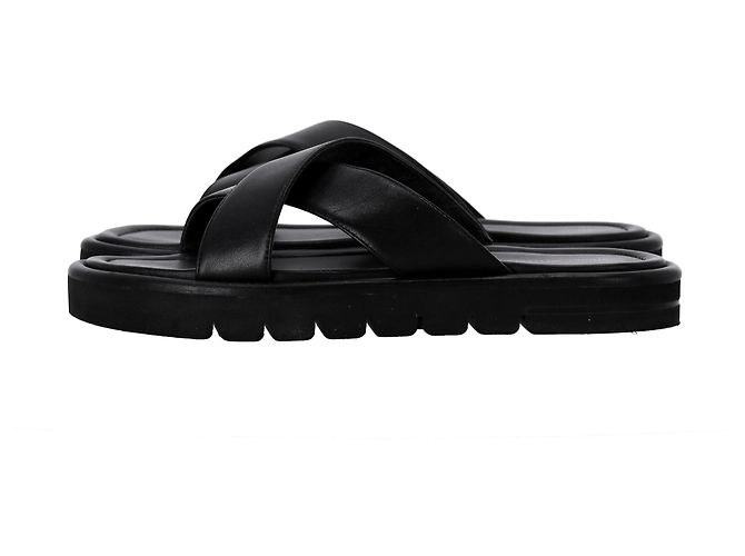 Sandali Elodie Slide in pelle nera di Stuart Weitzman - vista 10