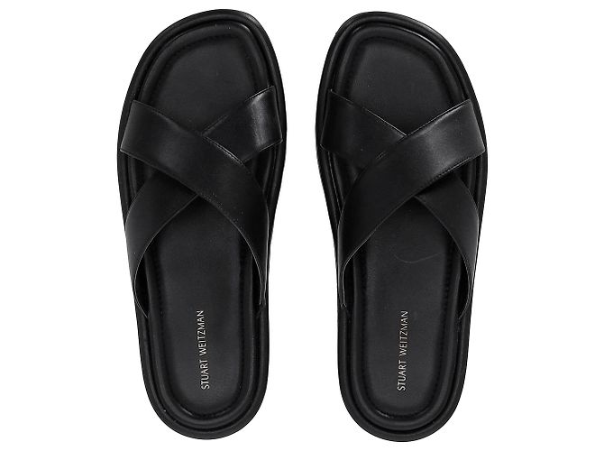 Sandali Elodie Slide in pelle nera di Stuart Weitzman - vista 13