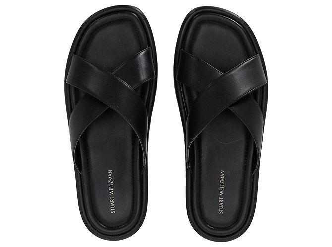 Sandali Elodie Slide in pelle nera di Stuart Weitzman - vista 5