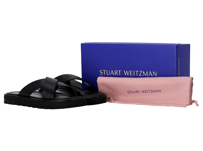 Sandali Elodie Slide in pelle nera di Stuart Weitzman - vista 7