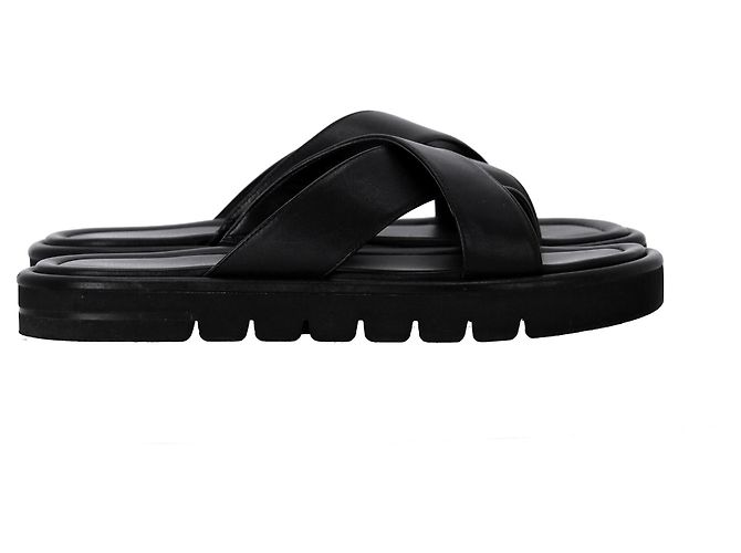 Sandali Elodie Slide in pelle nera di Stuart Weitzman - vista 9