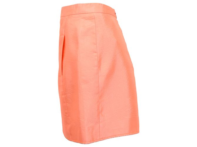 Falda Mini Balenciaga en Acetato Naranja Coral - vista 2