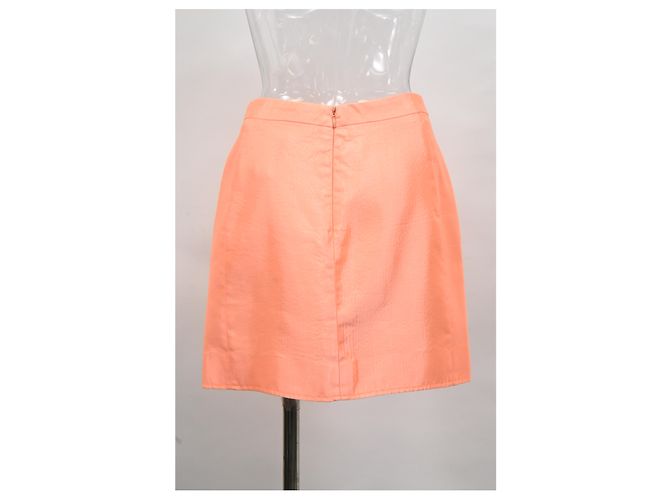 Falda Mini Balenciaga en Acetato Naranja Coral - vista 7