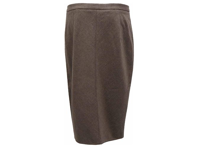 Falda midi Brunello Cucinelli en lana marrón Castaño - vista 3