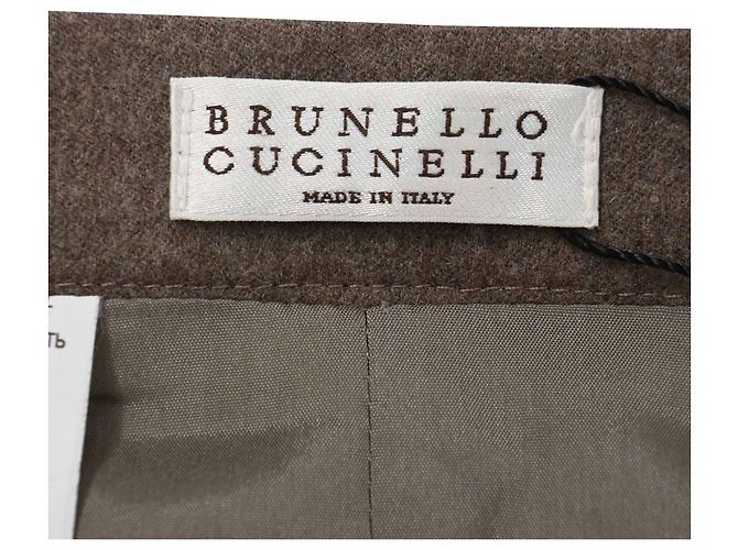 Falda midi Brunello Cucinelli en lana marrón Castaño - vista 4