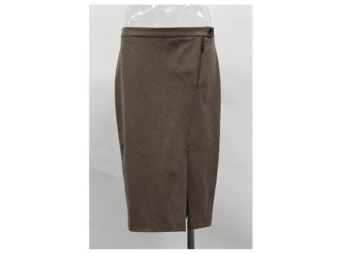 Falda midi Brunello Cucinelli en lana marrón Castaño - vista 5