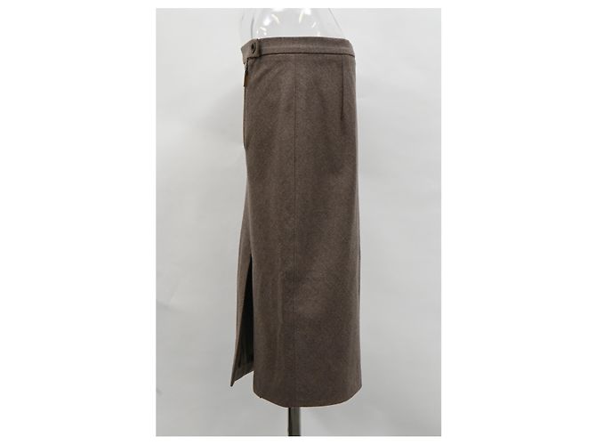 Falda midi Brunello Cucinelli en lana marrón Castaño - vista 6