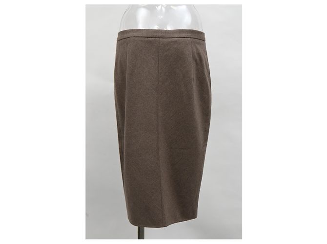 Falda midi Brunello Cucinelli en lana marrón Castaño - vista 7