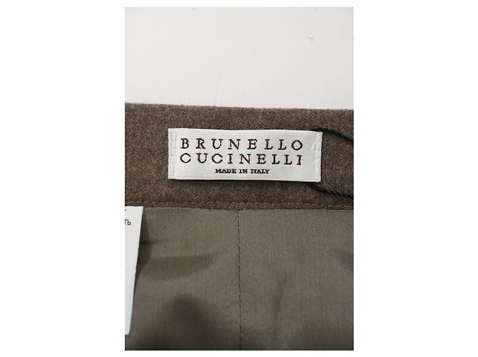 Falda midi Brunello Cucinelli en lana marrón Castaño - vista 8