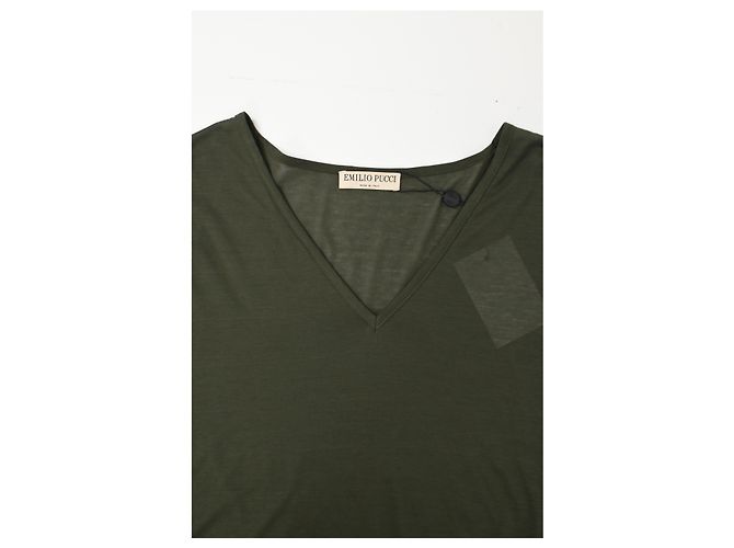 Top V-neck Emilio Pucci en viscosa verde Verde oliva - vista 10