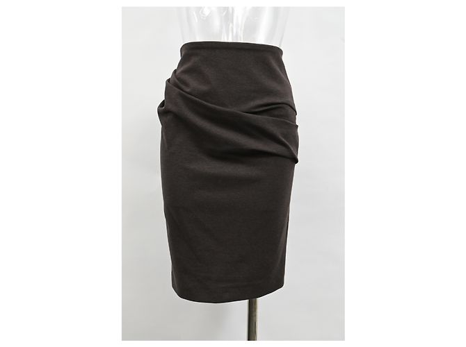 Falda midi drapeada Brunello Cucinelli en algodón marrón Castaño Roja - vista 5