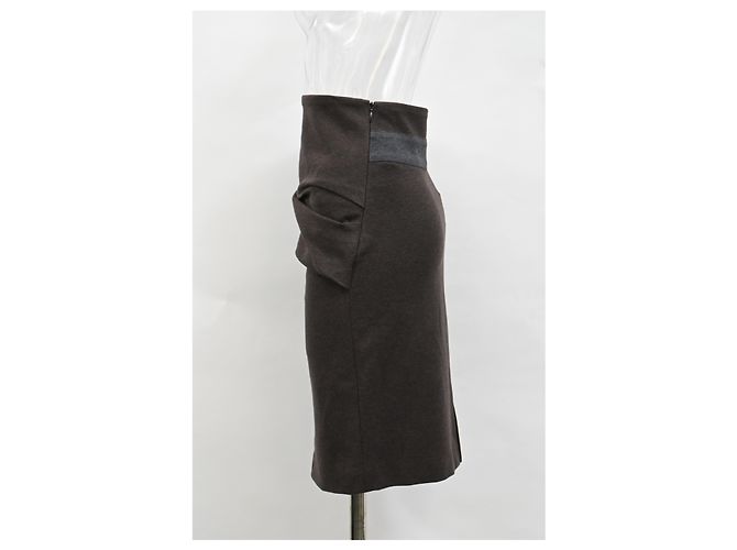 Falda midi drapeada Brunello Cucinelli en algodón marrón Castaño Roja - vista 6