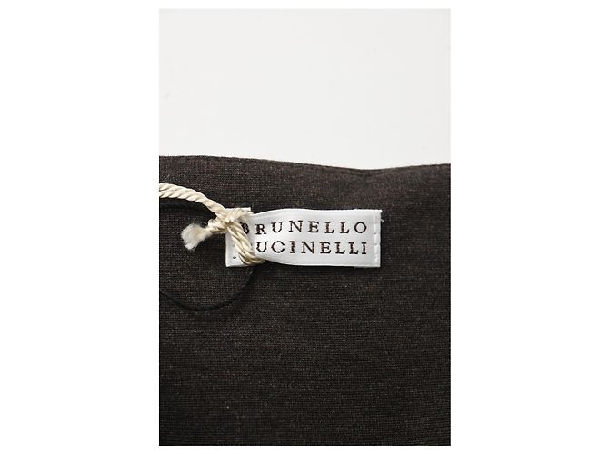 Falda midi drapeada Brunello Cucinelli en algodón marrón Castaño Roja - vista 8