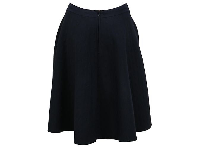 Falda midi A-Line Akris Punto en lana azul marino - vista 3