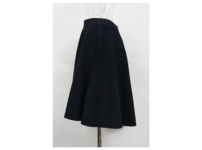 Falda midi A-Line Akris Punto en lana azul marino - vista 6