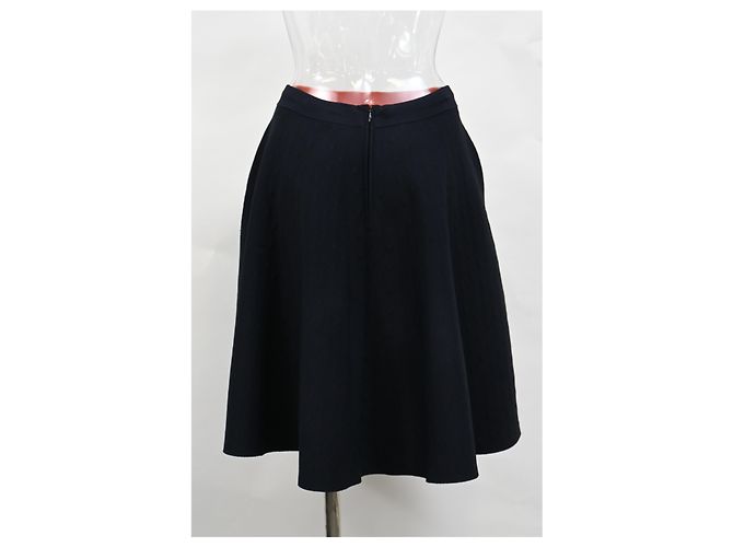 Falda midi A-Line Akris Punto en lana azul marino - vista 7