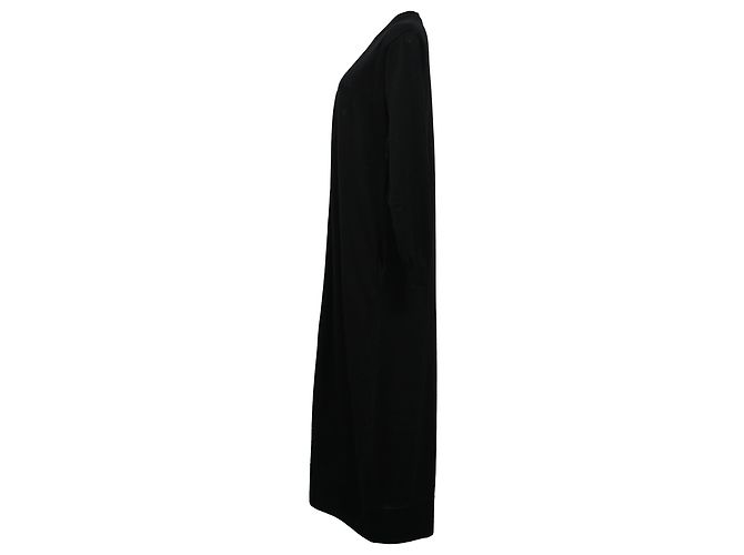 Salvatore Ferragamo Ferragamo V-Ausschnitt langer Cardigan aus schwarzer Schurwolle - Ansicht 2