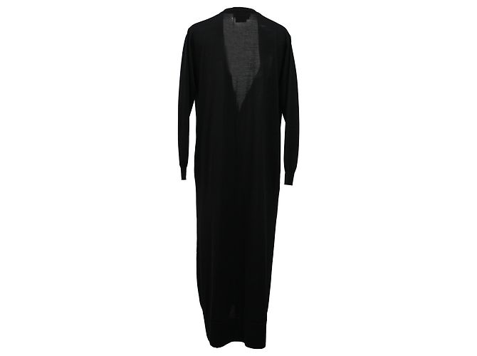 Salvatore Ferragamo Ferragamo V-Ausschnitt langer Cardigan aus schwarzer Schurwolle - Ansicht 3