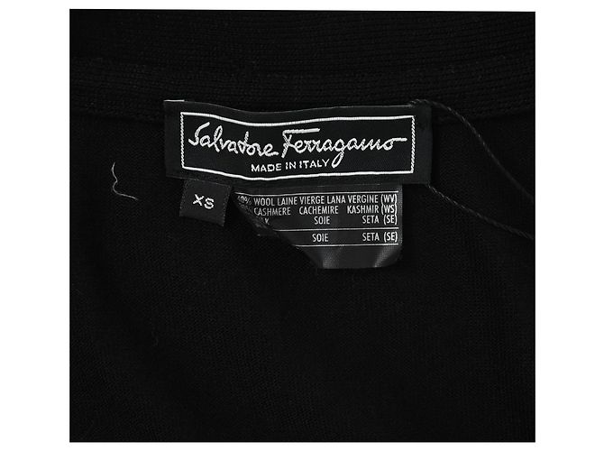 Salvatore Ferragamo Ferragamo V-Ausschnitt langer Cardigan aus schwarzer Schurwolle - Ansicht 4