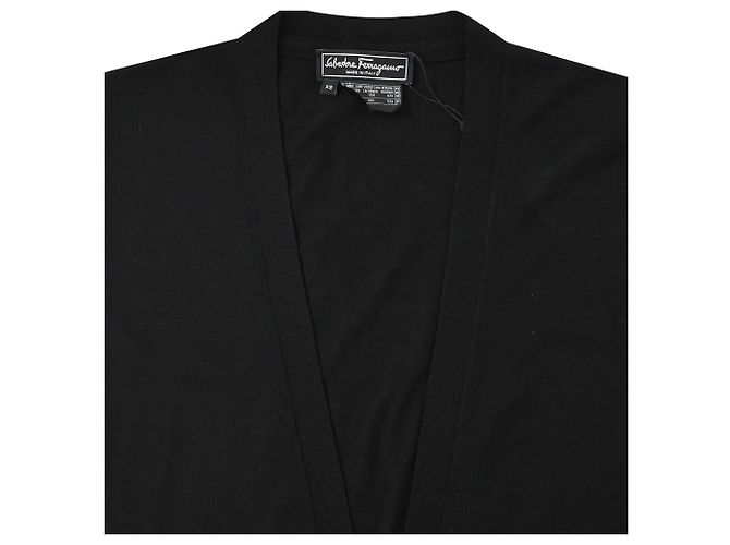 Salvatore Ferragamo Ferragamo V-Ausschnitt langer Cardigan aus schwarzer Schurwolle - Ansicht 5
