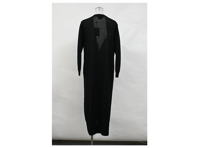 Salvatore Ferragamo Ferragamo V-Ausschnitt langer Cardigan aus schwarzer Schurwolle - Ansicht 8