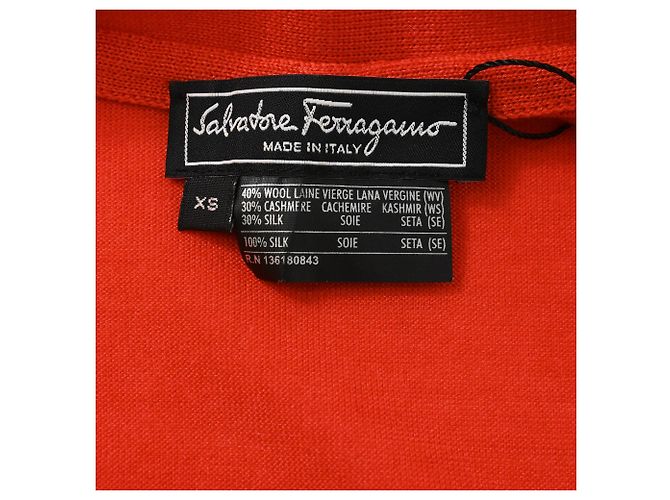 Salvatore Ferragamo Cardigã longo em V Ferragamo em lã virgem laranja - vista 4