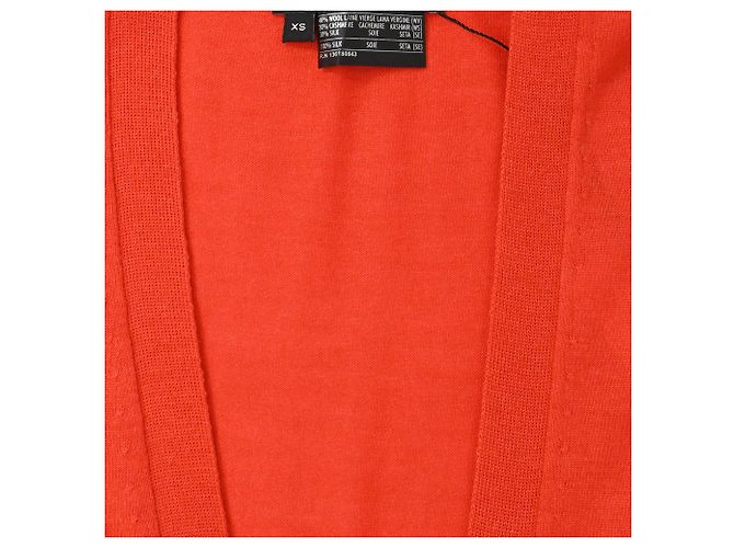 Salvatore Ferragamo Cardigã longo em V Ferragamo em lã virgem laranja - vista 5