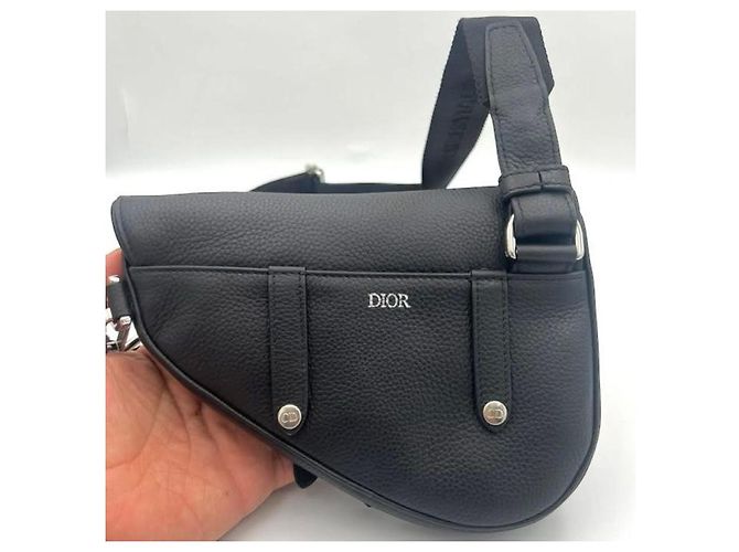 Nuova Mini Saddle Bag Dior in pelle di vitello grana nera Nero - vista 10