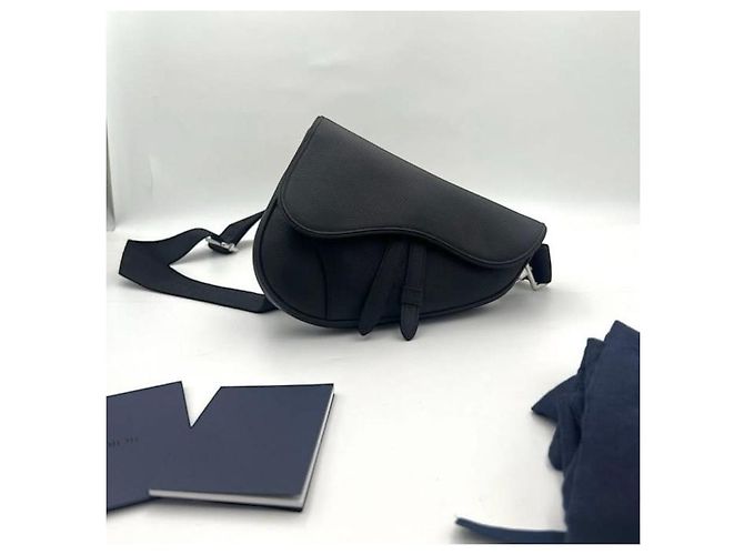 Nuova Mini Saddle Bag Dior in pelle di vitello grana nera Nero - vista 11