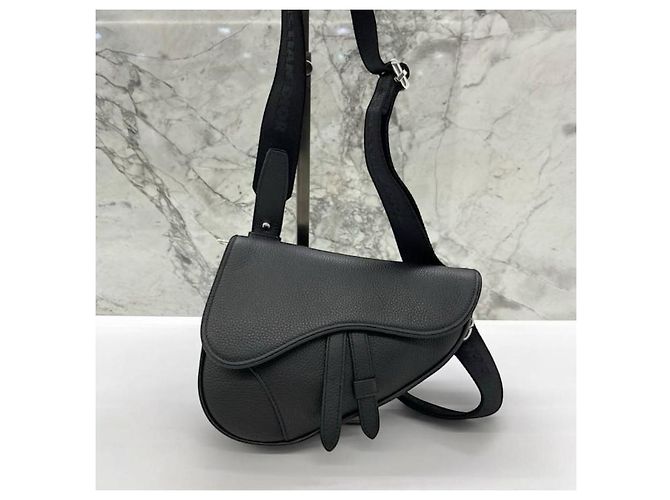 Nuova Mini Saddle Bag Dior in pelle di vitello grana nera Nero - vista 13