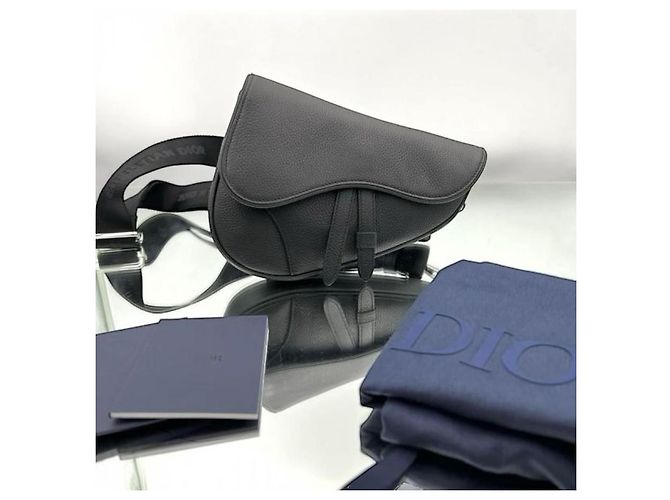 Nuova Mini Saddle Bag Dior in pelle di vitello grana nera Nero - vista 15