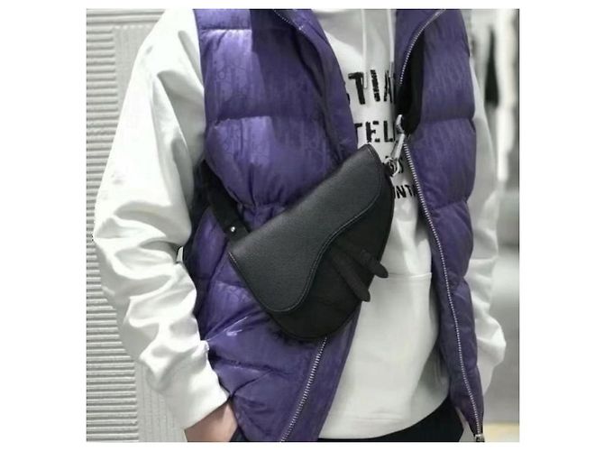 Nuova Mini Saddle Bag Dior in pelle di vitello grana nera Nero - vista 16