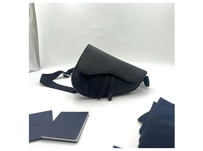 Nuova Mini Saddle Bag Dior in pelle di vitello grana nera Nero - vista 2