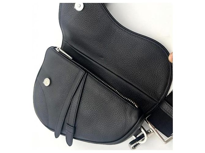 Nuova Mini Saddle Bag Dior in pelle di vitello grana nera Nero - vista 9