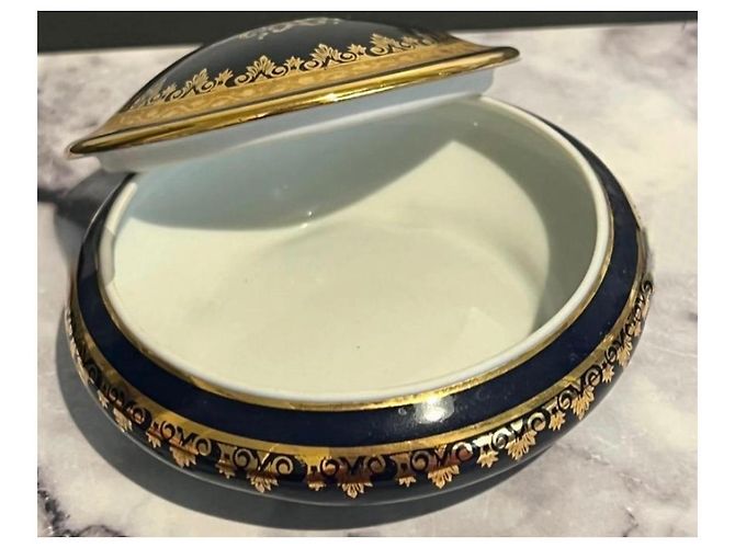 Autre Marque Limoges Porcelain Candy Box Blue and Gold Golden Navy blue - view 2